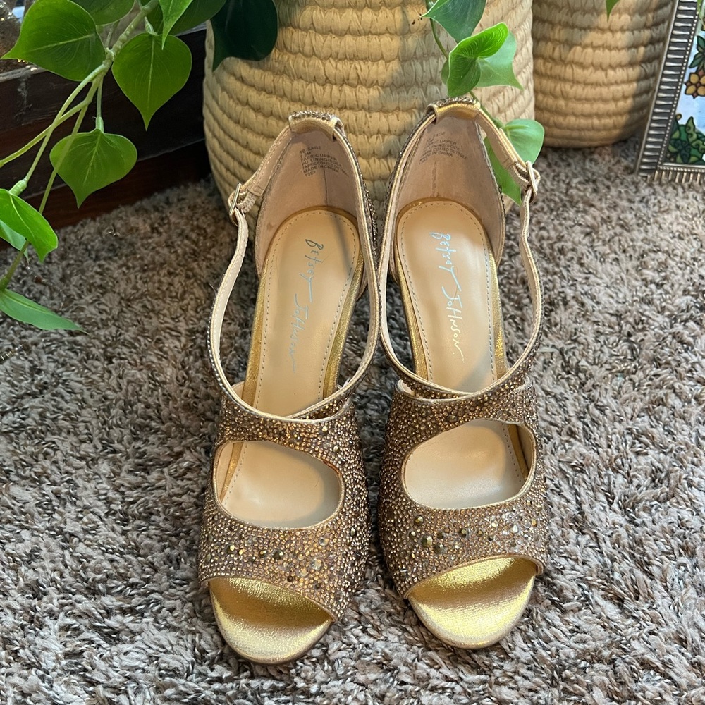 Gold Rhinestone Betsey Johnson Heels